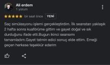 İlk seanstan yaklaşık 2 hafta sonra kuaförüme gittim ve gayet doğal ve sık durduğunu ifade etti.